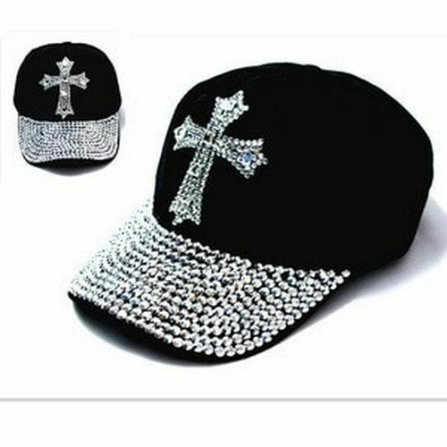 1pc Black Rhinestone Baseball Caps Hip 