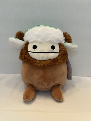 Squishmallow 8  Benny The Bigfoot Brown Yeti Winter Trapper Hat Holiday 2023