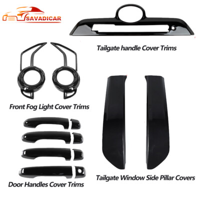 Front Fog Light +Door Handle +Tailgate Trims For 4Runner SR5 TRD Pro Gloss Black