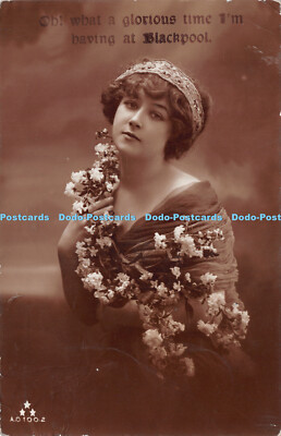R250609 Oh What a glorious time I m having at Blackpool Postcard 1908