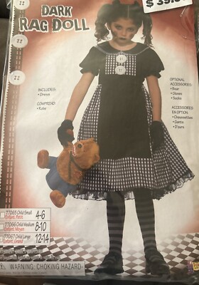 Child Dark Rag Doll Kids Costume Size Small