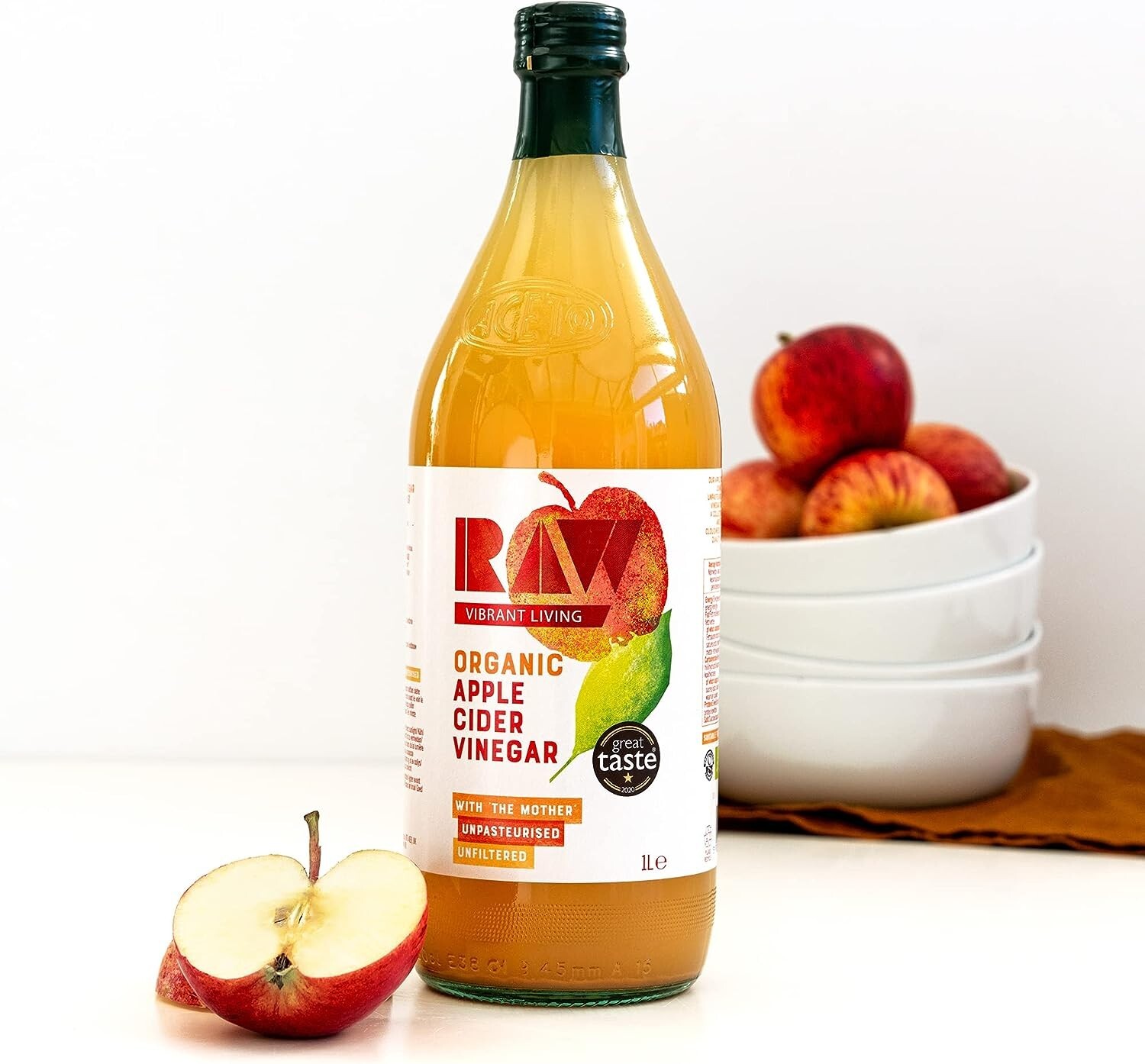 Raw Organic Apple Cider Vinegar with the Mother Raw, Unpasteurised and