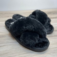 Corkys Slumber Black Fuzzies Slipper Women s Size 11 New House Shoes