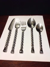 Hand Forged Table Manners Murval "Twist" Stainless Steel 5 pc. Place Setting