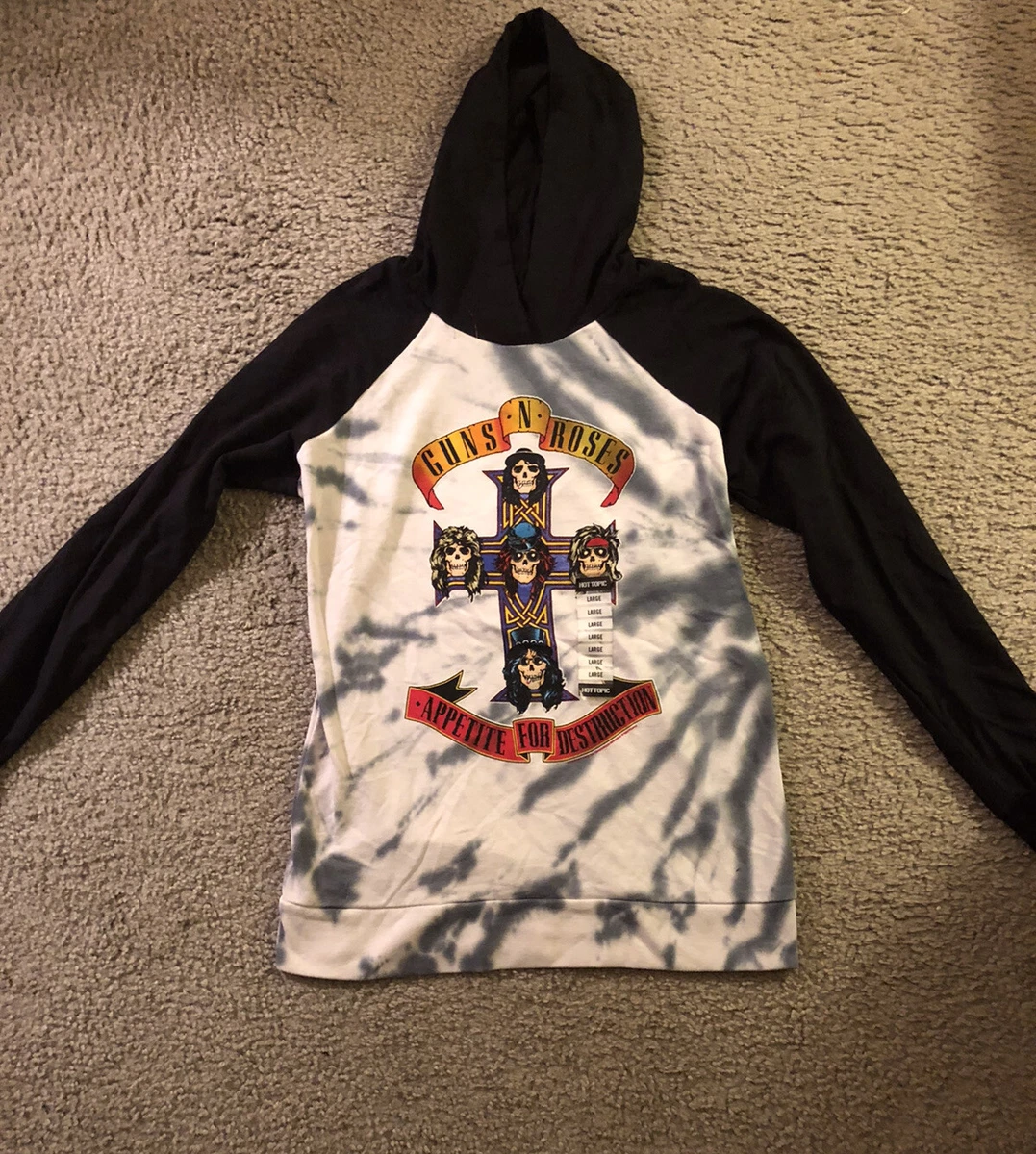 GUNS N ROSES PULLOVER HOODIE JUNIORS TIE DYE SIZE LARGE OFFICIAL