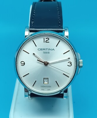 Certina DS Caimano Watch QUARTZ Date 1888 Dial Stainless Steel C017410A MENS 37M