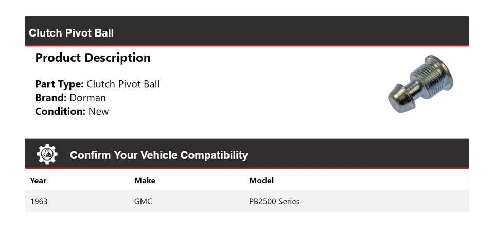 Шарнирный шар сцепления Dorman серии 1963 GMC PB2500 - Изображение 2 из 4