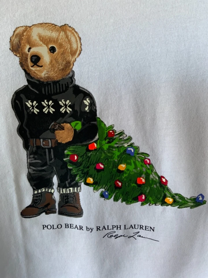 Camiseta Polo Ralph Lauren X-Mass Bear LS Talla M 10-12 Juvenil Nueva con Etiquetas Edición Especial MA Foto 4 de 4