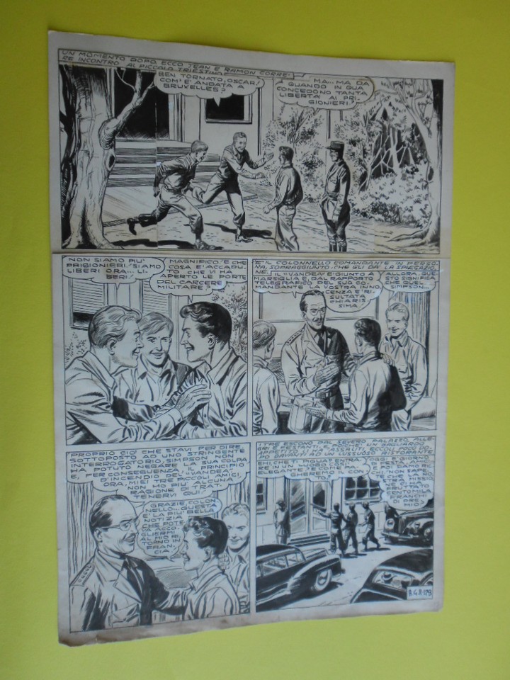 SERGIO TARQUINIO - original SIGNED table page-129 -  3 Adventurous Stories  1954 Comic Art