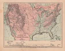 1880 HARPER'S SCHOOL GEOGRAPHY ATLAS-PHYSICAL MAP OF THE UNITED STATES