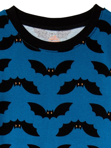 Halloween Blue Bat Boys / Girls Long Sleeve Cotton Pajama Pant Set Size 5 - New! - Picture 2 of 3