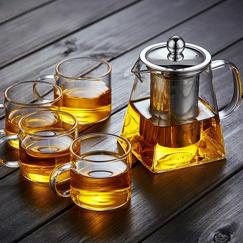 Glass Heat Resistant Tea Pot Clear Easy To Clean Teapot Strainer Filter Infuser - Bild 3 von 11