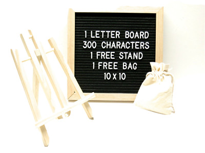 LETTER BOARD & STAND! 10x10 inch premium wood frame, 300 changeable letters