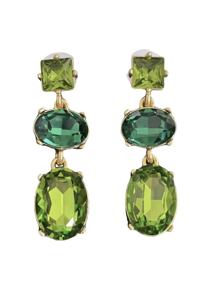 Позолоченные серьги с кристаллами Oscar De La Renta. Подлинный. Никогда не носились.  - Изображение 3 из 4