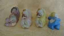 Set of 4 Vintage Sleeping Baby Boy Chalkware Figurine Wall Plaques