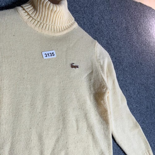 Vintage Izod Lacoste Sweater Youth 10 Beige Long Sleeve Men’s Pullover Hand Knit - Picture 4 of 9