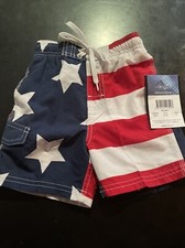  NEW Kanu Surf Boy's Patriot Swim Trunks, Flag, 3T NWT American Flag
