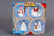 Debbie Mumm Snowman Christmas Plate set of 4 In Box 1997 Holiday Sakura EUC 1085
