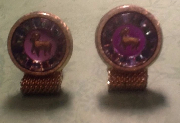 Hickok Astrology Aries Horoscope Mesh Men’s Cufflinks Cuff Links - Funky Glass  - Image 2 of 4