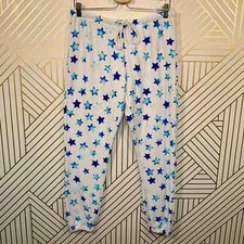 NWT Chaser Indigo Blue Stars White Jogger Fleece Sweatpants Drawstring Size L