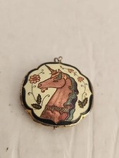 Vintage Cloisonn  Mystical Unicorn Pendant Double Sided