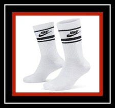 2 Pair Nike Sportswear Everyday Essential Logo Crew Socks YOUTH 5Y-7Y WHITE