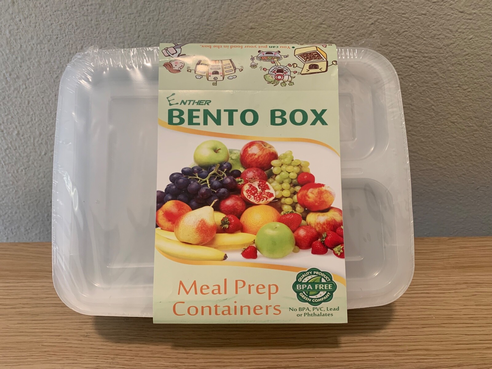 Enther Meal Prep Containers 12 Pack 3 Compartment with Lids Reusable ...