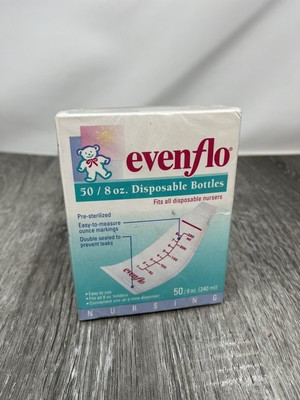 Evenflo 50 / 8 oz. Disposable Bottles FITS ALL DISPOSABLE NURSERS Pre-Sterilized