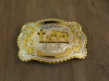 Western Metal Belt Buckle Praying Cowboy with Horse Cross