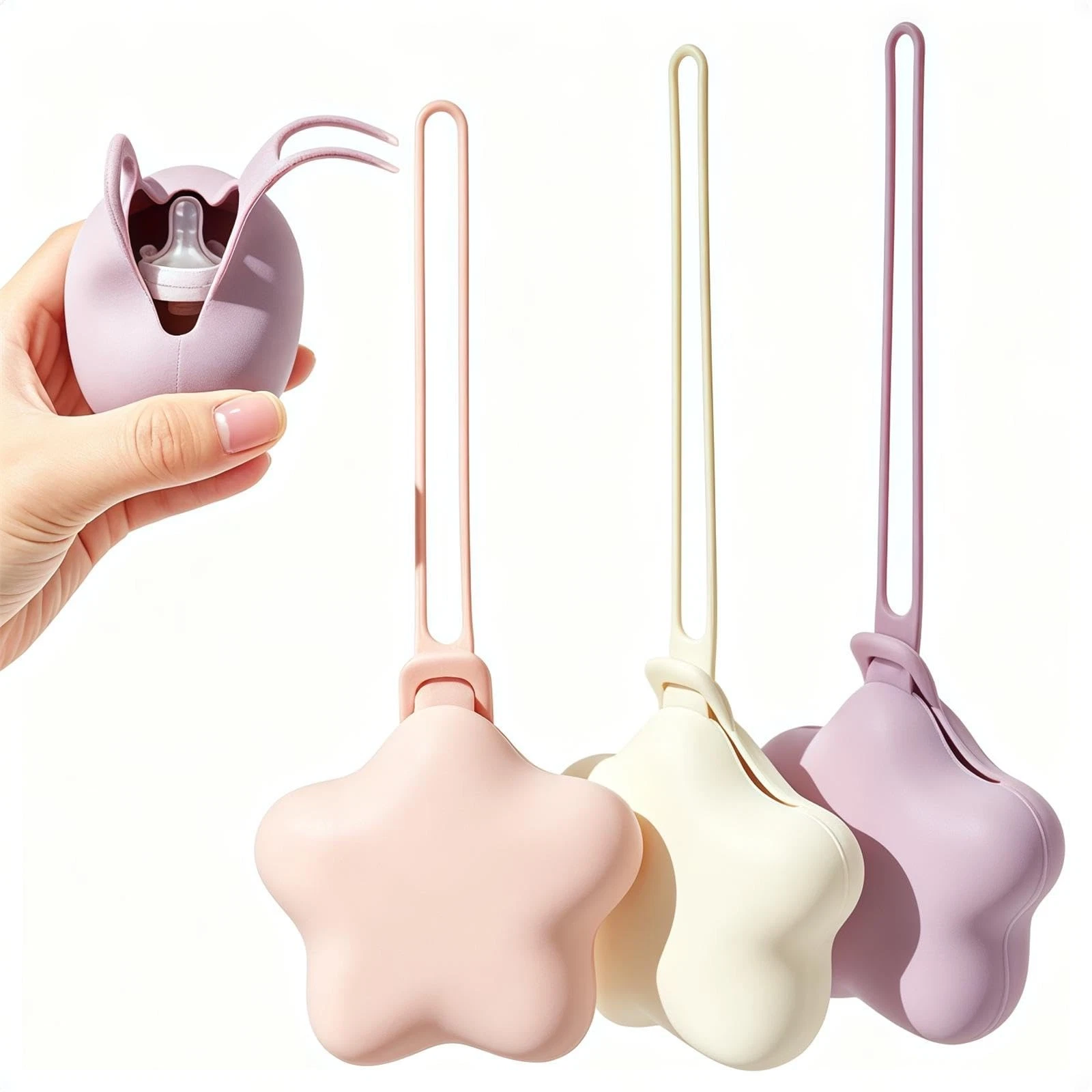 3 Pack Silicone Pacifier Holder Case, Safe and Soft Material, Pacifier Pouch ...