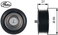 Gates T36487 Umlenk-/FüHrungsrolle FüR Keilrippenriemen Umlenkrolle