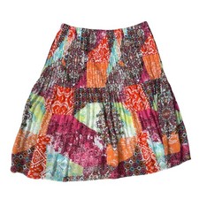 Patchwork Fairy Cottagecore Broomstick Eclectic Festival Skirt Orange Pink S