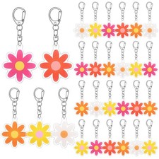 50 Pcs Flower Keychain Daisy Party Gifts Cute Handbag Key Chain Floral Charm ...