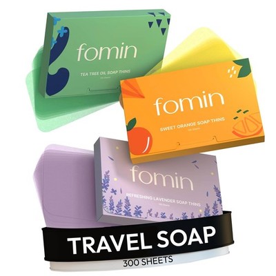FOMIN - Antibacterial Paper Soap Variety Pack (Orange, Tea Tree, Lavender) 