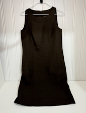 Ann Taylor Brown Solid Sheath Dress Jacquard Scoop Neck Sleeveless Knee 6
