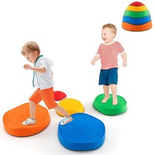Image of COSTWAY 5Pcs Kids Stepping Stones Stackable Toddler River Stone Set