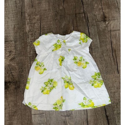 Mayoral Newborn Baby Girl Lemon Print Cotton Dress White Yellow 6-9 Months