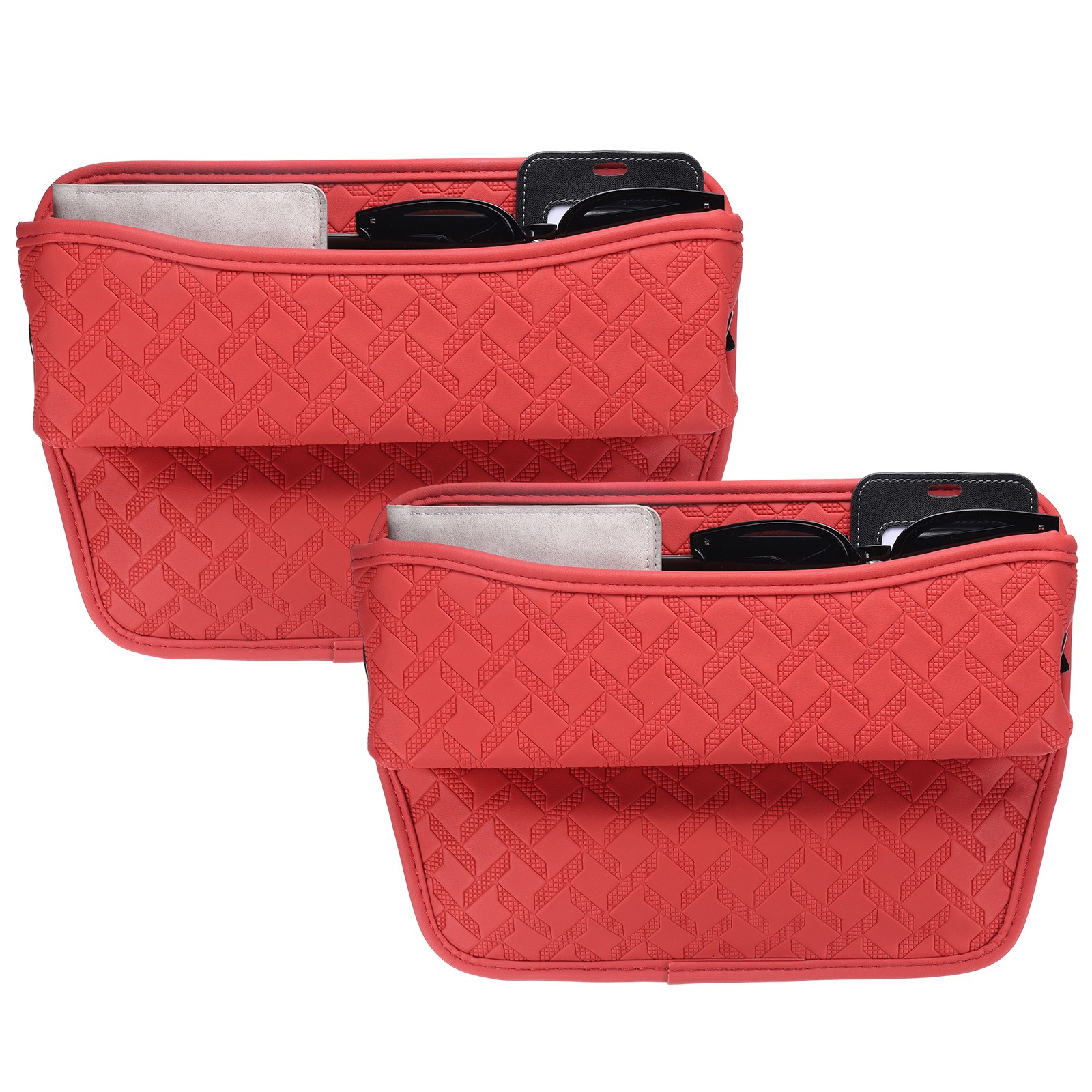 2 Pcs 11.5"x2.1" Car Seat Gap Filler Red Car Organizer Storage Box for Phone