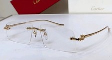 Cartier Eyeglasses Unisex CT0505S Gold Panther Jaguar Big Cat Metal Rimless case