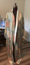Vintage Japanese Silk Kimono Pale Blue Chrysanthemum Pastel Made in Japan Medium