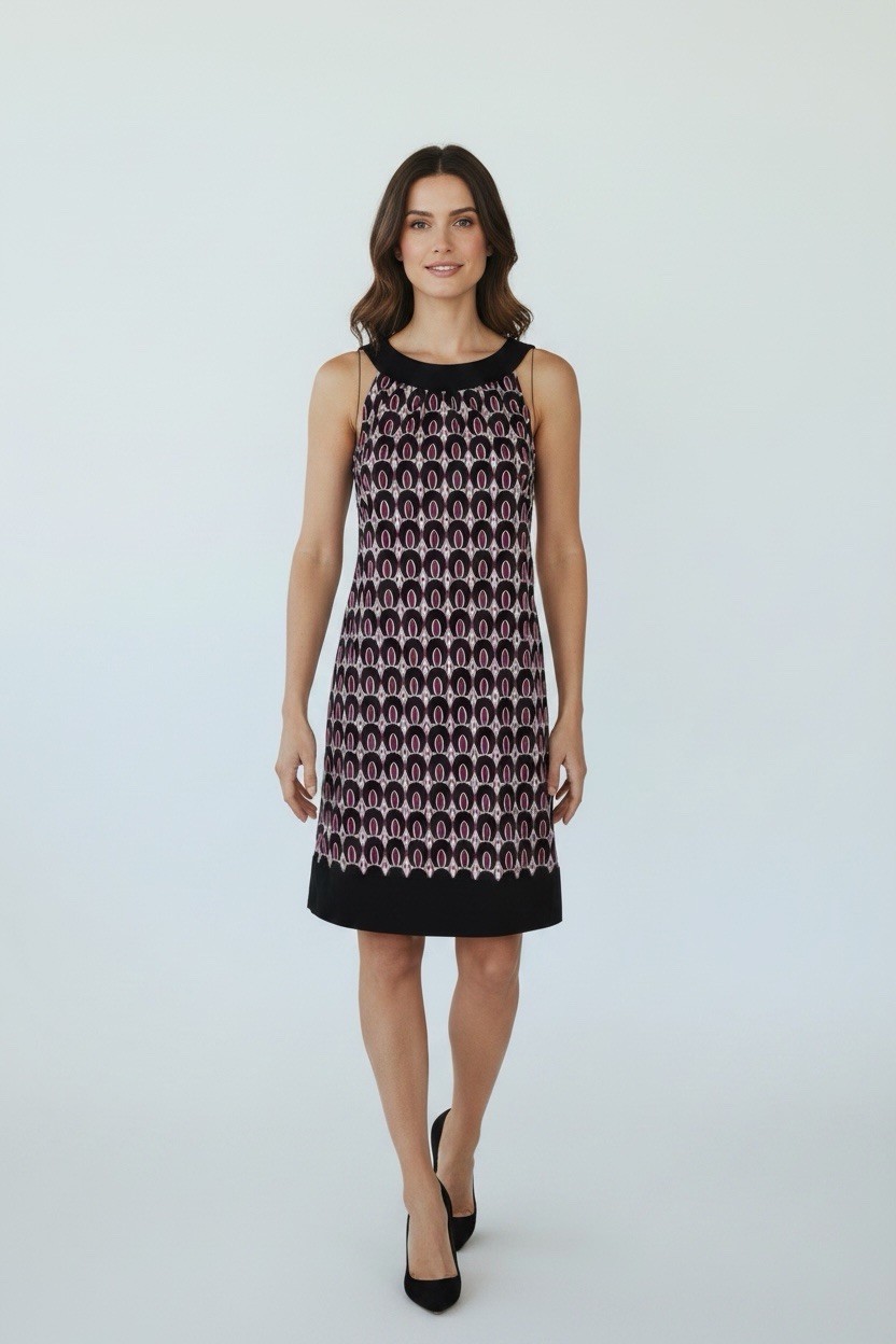 Ann Taylor Factory Women’s Dress Size 10 Sleeveless Black Geo Shift Dress