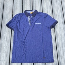 Hugo Boss Men  s Cotton Polo Shirt Pocket Blue Regular Fit Size L