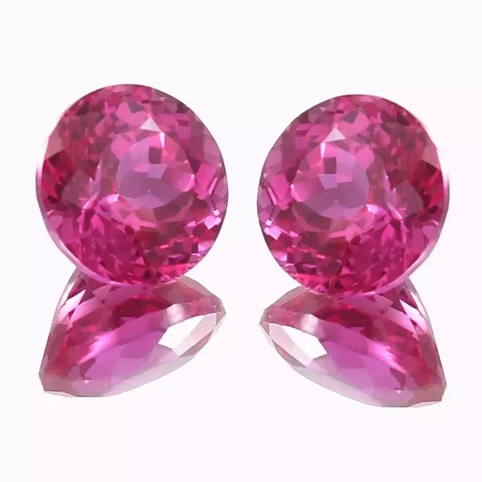 Par de piedras preciosas sueltas certificadas zafiro rosa corte redondo natural de Ceilán de 60 quilates Foto 4 de 4