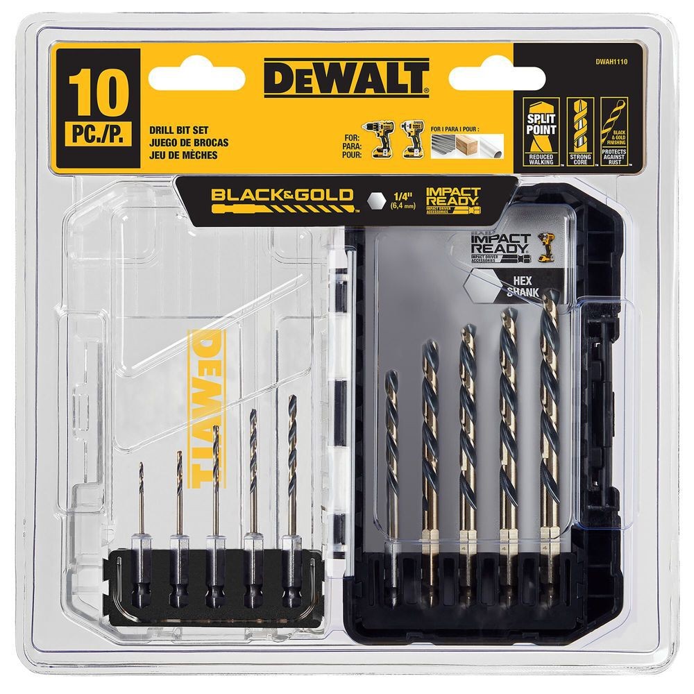 Набор сверл с шестигранным хвостовиком Dewalt Black - Gold 10шт 8890₽