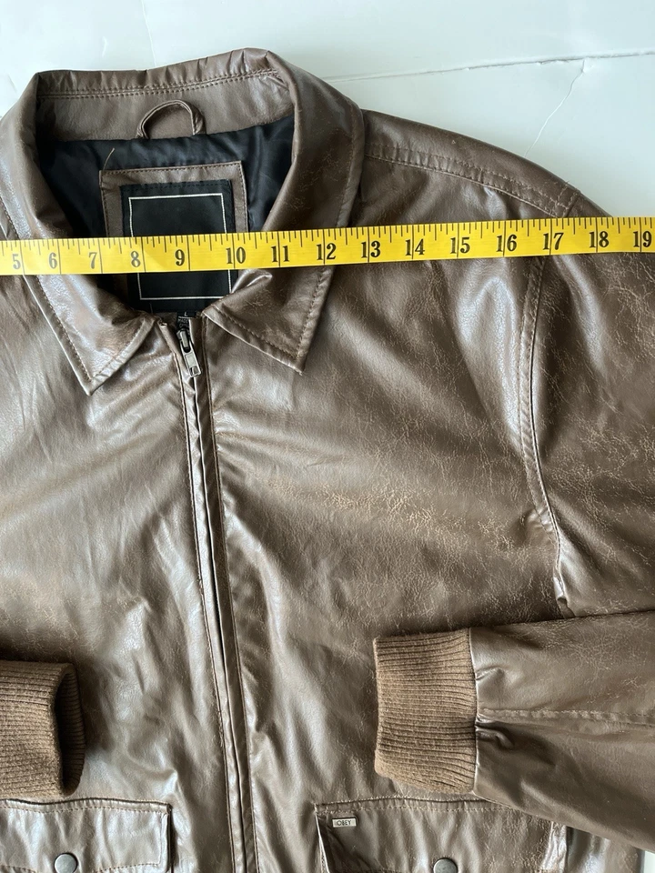 Chaqueta Bomber Obey Propaganda Imitación Cuero Hombres L Marrón Cuello Cremallera Completa  Foto 3 de 4