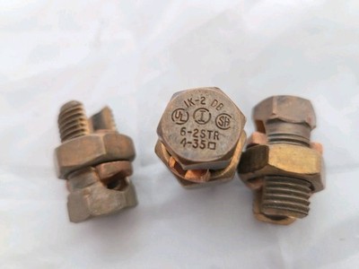 Lot of 3 ILSCO 1K-2 Copper Split Bolt 6-2STR 
