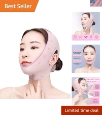 Silky Reusable Double Chin Strap: Comfortable V Line Lifting Mask for Day/Night