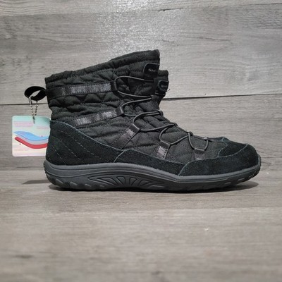 Skechers Womens Size 7.5 Black Reggae Fest Relaxed Fit Bungee Tie Ankle Boots...