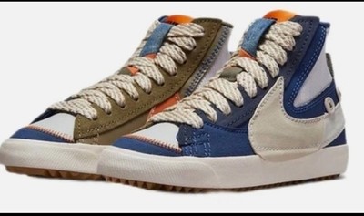 Nike Blazer Mid Patchwork Blue Olive Orange Voodoo Grey Fog Phantom size 10