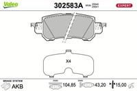 Valeo Bremsbelagsatz Scheibenbremse Expert 302583A FüR Mazda CX KF KE GH DK DL